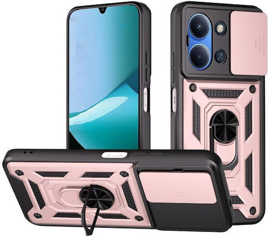 Husă Telefon Techsuit Camshield Antishoc Armură Rezistentă La Șocuri Suport Inel Integrat Capac Camere Xiaomi Poco C85 4g Roz