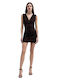 Summer Mini Evening Drape Dress with Tulle Black