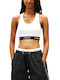 Women's Crop Top Sleeveless White-Black