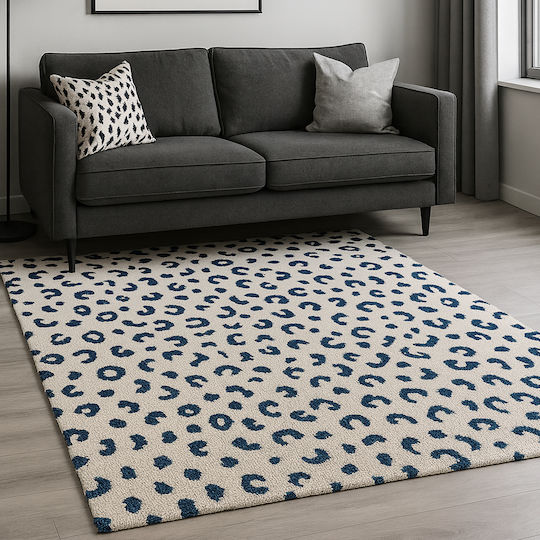 Shaggy Noelia Teppich Rechteckig Zottelig Synthetisch,Polyester/Cotton/Leather Cream-blue