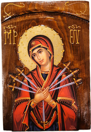 Holy Mary Icon Seven-Arrow 14cm Width 20cm Height 2cm Thickness