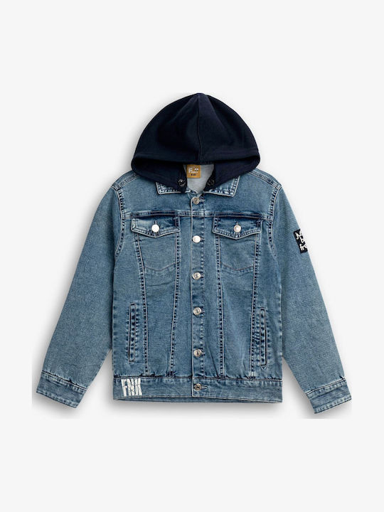 Funky Kinder Jeansjacke mit Kapuze Blau