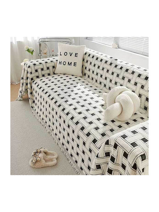 SpitiBazaar Σετ Ριχτάρια 3τμχ Chenille Ασπρόμαυρο