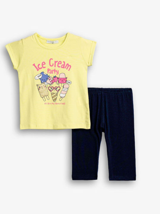 Funky Kinderbekleidungsset mit Leggings Gelb 2 Stück