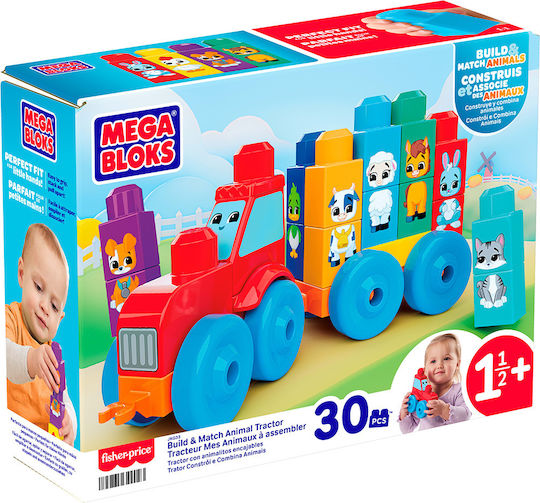 Mega Bloks Τουβλάκια Τρακτέρ με Ζωάκια για 1.5+ Ετών 30τμχ