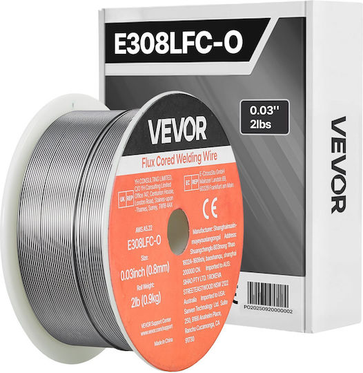 Σύρμα Συγκόλλησης Vevor Flux Core Mig E308lfc-o 0,8mm 0,9kg Ανοξείδωτο Ατσάλι Χωρίς Αέριο Χαμηλό Πιτσίλισμα Συγκόλληση Τόξου Όλες Τις Θέσεις Αυτοπροστατευόμενο Εξωτερική Χρήση