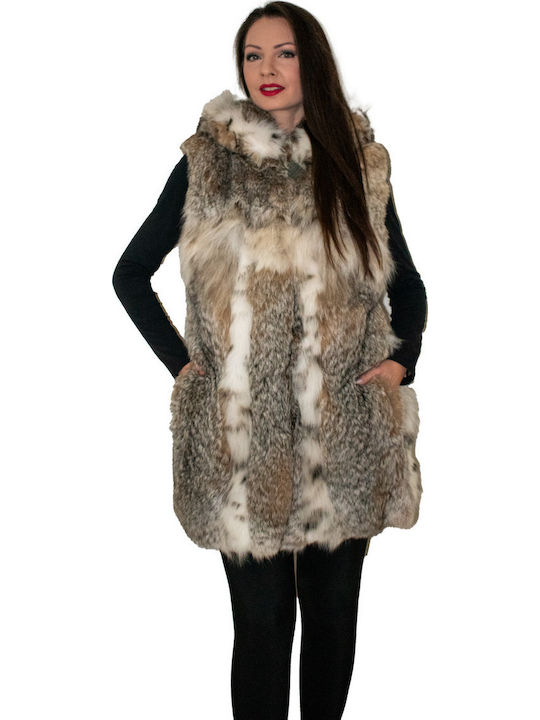 Women's Sleeveless Short Fur Multicolour
