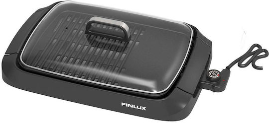 Finlux Tabletop Electric Grill Grill and Smooth Plate 2000W with Lid 40cmx30cmcm