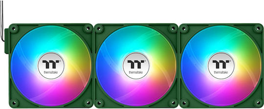 Thermaltake CT140 EX Обратен Перка Вентилатор За Кутия (1800 Оборота / 94.95 CFM) с ARGB Осветление и Свързване 3-Pin / 4-изводна ШИМ 3 бр. Зелен