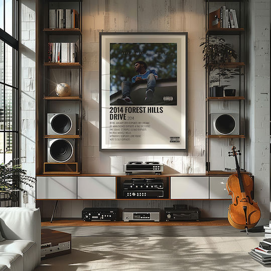 Music Poster 2014 Forest Hills Drive J Cole Ms519 21cm X 30cm Μαύρη Ξύλινη Κορνίζα