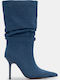 Wildleder Damenstiefel mit hohem Absatz Blau