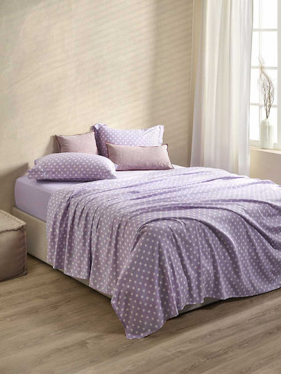 Royal Sheet Sets Queen 240x260cm. Sateen Signature Dots Lilac 4pcs