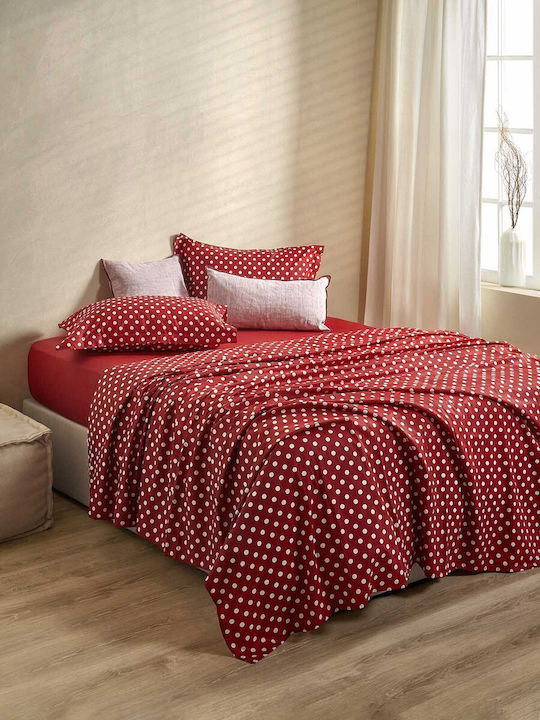 Royal Sateen Signature Dots Σετ Σεντόνια Υπέρδιπλα 240x260εκ. Red (4τμχ)