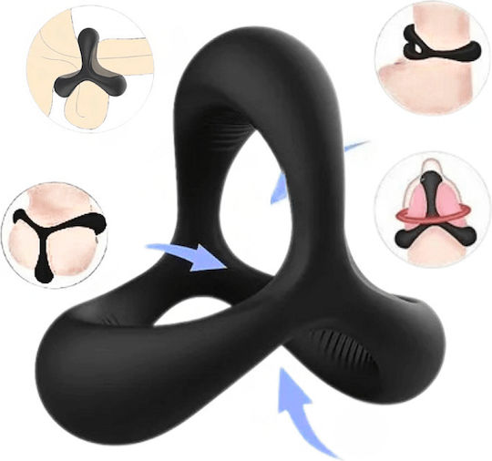 Smd Tamer Adjustable Silicone Penis Pleasure Ring Ρυθμιζόμενο Δαχτυλίδι Πέους Σιλικόνη Black