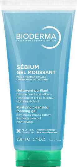 Bioderma Sebium Gel Moussant Εξυγιαντικό gel καθαρισμού για λιπαρό δέρμα με τάση ακμής. Πρόσωπο και σώμα.