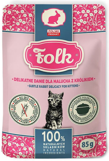 Folk Wet Food for Young Cats in Pouches with Rabbit Grain-Free 85gr