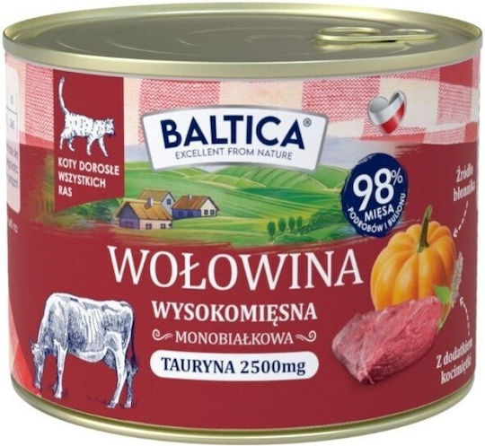 Baltica Wet Food for Cats in Cans with Beef and Liver Grain-Free 185gr