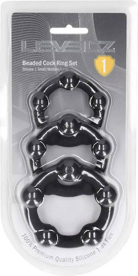 Beaded Silikon Penisring Set 3 S M L Schwarz