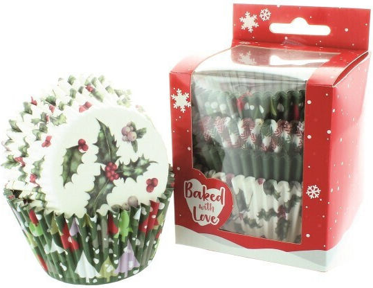 Culpitt Χριστουγεννιάτικη Χάρτινη Βάση Cupcake Λουλούδια & Κλαδιά 5εκ.