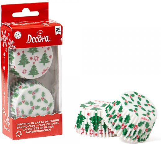 Decora Χριστουγεννιάτικη Χάρτινη Βάση Cupcake Δεντράκια 5εκ.
