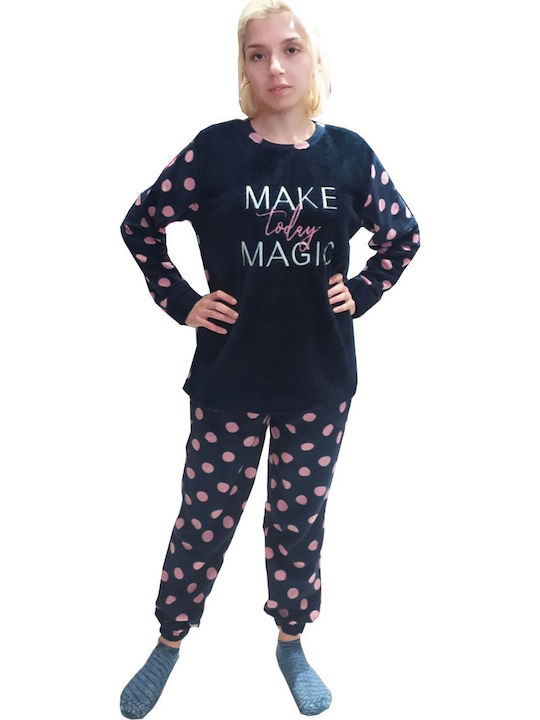 SNC Homewear Winter Damen Pyjama-Set Dark Blue