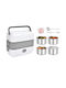 Avizar 2l Double Layer Electric Food Warmer Removable Stainless Steel Bowls White Gray