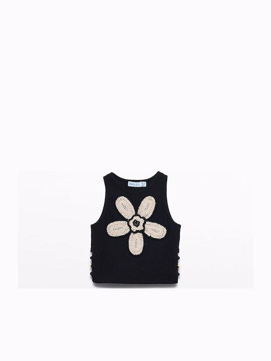 Παιδικό Crop Top Αμάνικο Μαύρο