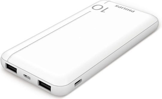 Philips DLP1810CW/GRS Power Bank 10000mAh 37W με 2 Θύρες USB-A και Θύρα USB-C Λευκό