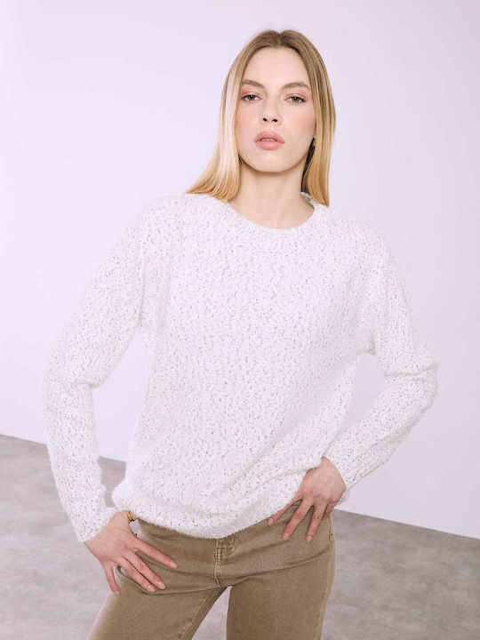 Celestino Women's Melange Sweater Loose Fit Light Brown