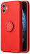 Vennus Husă Silicon cu Inel Xiaomi Mi 11 Lite 4G/5G Roșie