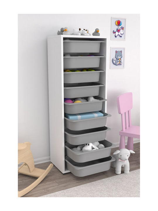 Comodă pentru copii Alb cu 9 sertare 45.5x30x122buc