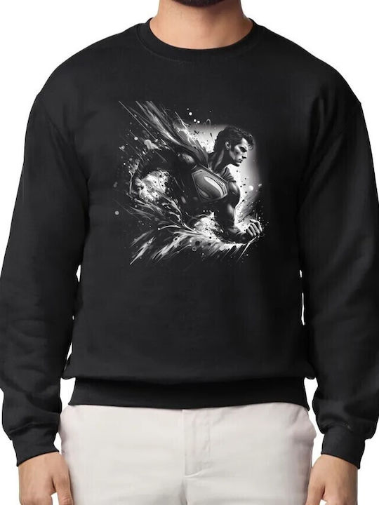 Crewneck Sweatshirt Superman Dynamic Monochrome Pop Culture Black