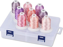 Embroidery Thread Set 9 Spools 730 M Multicolor Storage Box Pink Shades Embroidery Thread Set 9 Spools 730 M Multicolor Storage Box Pink Shades
