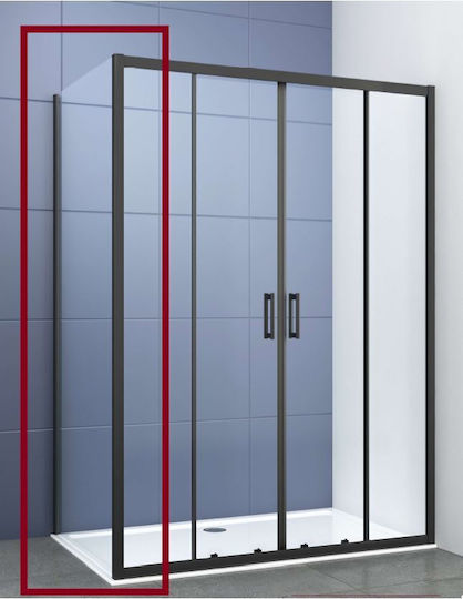 Bronze Art Fixed Side for Shower 80x195cm Clear Glass Black