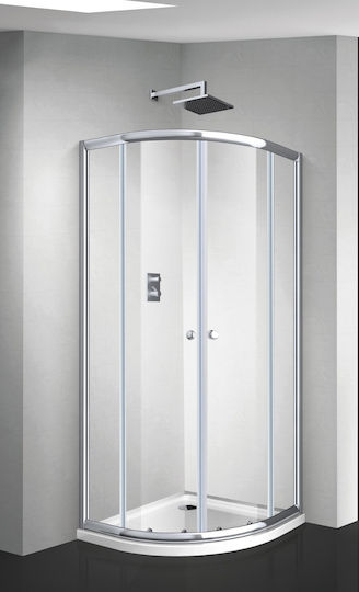 Piccadilly Cabinet Duș Semicirculară cu Glisare Ușă 80x80x185cm Sticlă transparentă Chrome