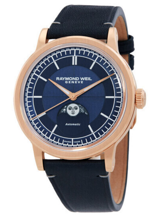 Men's Watch 39mm Automatic with Black Leather Strap