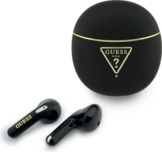 Guess Gold Line Triangle Earbud Bluetooth Handsfree Ακουστικά με Αντοχή στον Ιδρώτα και Θήκη Φόρτισης Χρυσά