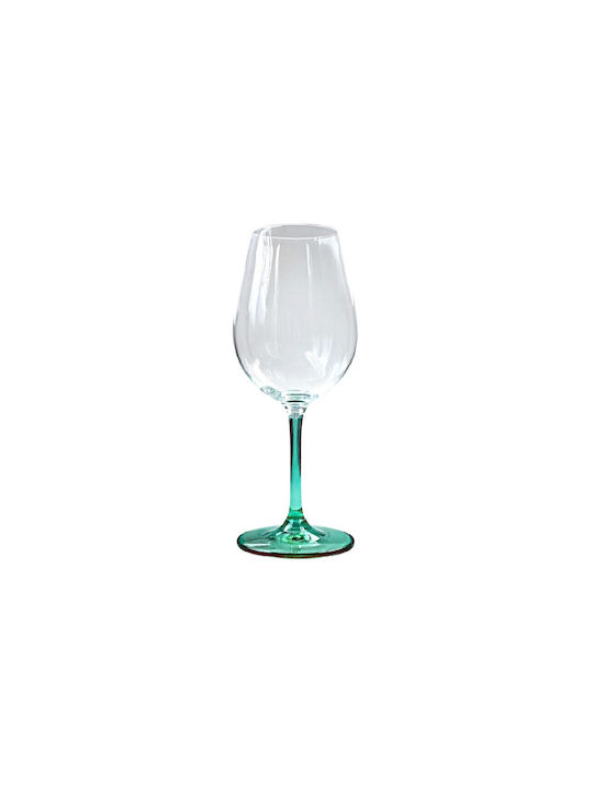 Domumart Set de pahare pentru Vin Alb din Cristal în Culoarea Verde Cu picior 450ml 6buc