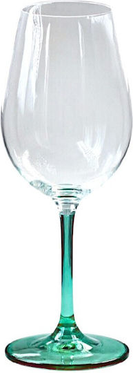 Domumart Set of Glasses for White Wine made of Crystal in Green Color Stemmed 350ml 6pcs