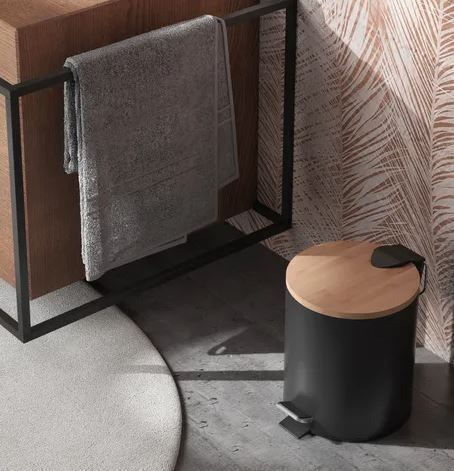 Gedy Bamboo Bathroom Basket 5lt Black