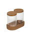 Marva Set of 2 General Use Glass Jars with Cork Transparent 13.6x9.6x17.6cm 2 Pieces