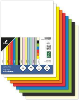 Kangaro A4 Cardstock 160gr 50 Sheets Rainbow 10 Colors