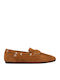 Leather Women's Loafers in Brown Color