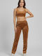 High Waist Sweatpants Jogger Velvet Brown