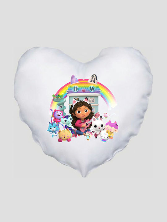 Μαξιλάρι Καρδιά Διάσταση 41x39cm Gabby's Dollhouse Κουκλόσπιτο Γκάμπι Λευκό