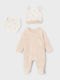 Mayoral Set Onesies With Cap Light Beige 3 Pieces