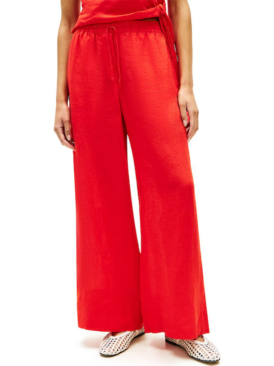 Tommy Hilfiger Damen Hoch tailliert Leinen Hose...