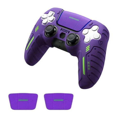 Set Schutzhülle aus Silikon für Controller Ps5/ps4 + 2 Aufkleber Lila