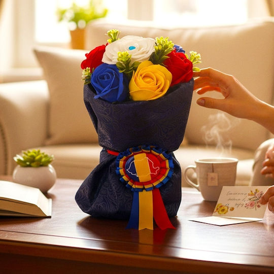 Tricolor Bouquet Soap Roses Romanian Insignia – Symbolic Elegant Gift