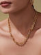 Necklace with design Heart from Gold Plated Steel with Zircon